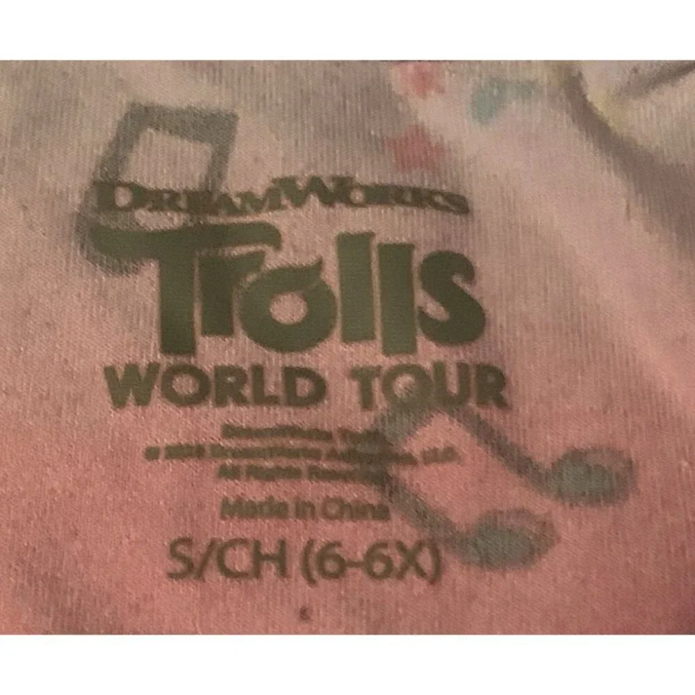 Trolls World Tour Girls Dress Size S/CH 6-6X Pink Short Sleeve